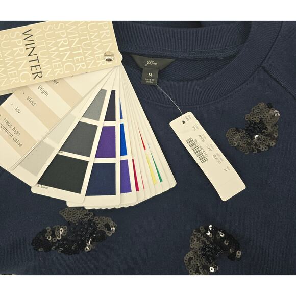 J.Crew Sequin Leopard Crewneck Sweatshirt – Navy - Medium - Picture 4 of 7